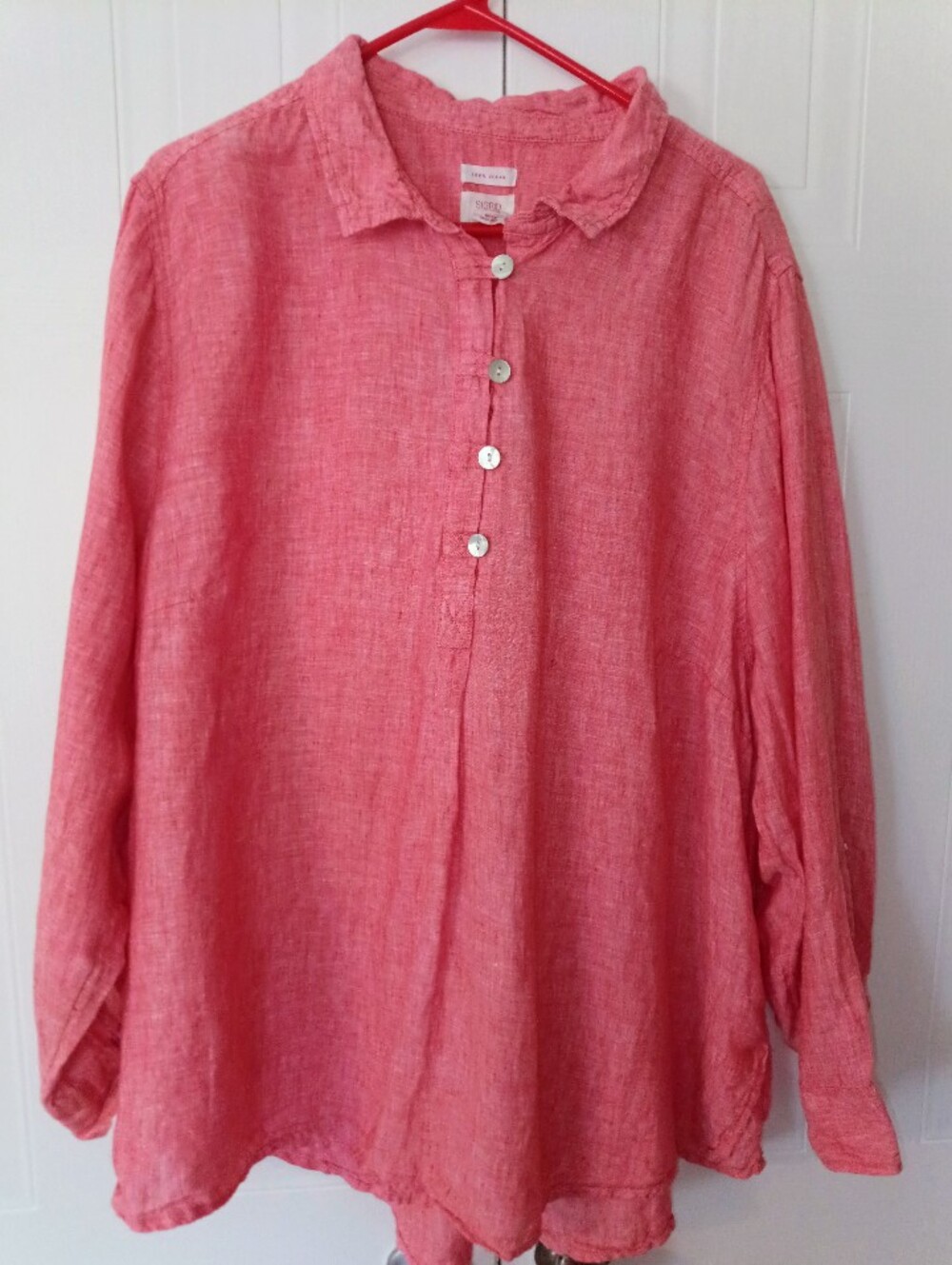 Sigrid Olsen 100% Linen Red Orange Coastal Tunic Top 3X